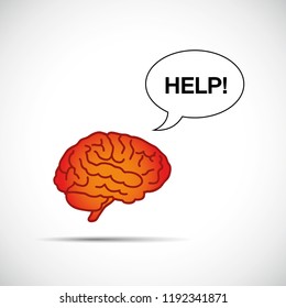 brain holding placard human brain need help concept vector illustration - Shutterstock ID 1192341871