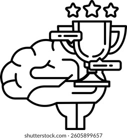 A brain holding a trophy