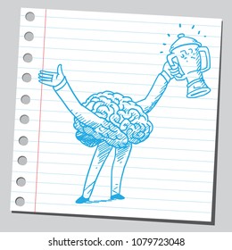 Brain holding trophy ( success concept )