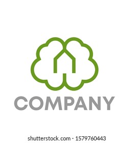brain home logo icon design template sign