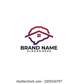 brain home logo vector design template