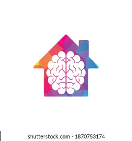 Brain home shape concept logo design. Brainstorm power thinking brain Logotype icon