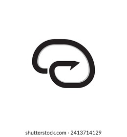 brain hook logo simple design icon.
