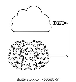 brain hosting data icon stock, vector illustration image desing