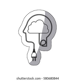 brain hosting data icon stock, vector illustration image desing