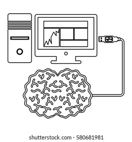 brain hosting data icon stock, vector illustration image desing