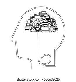 brain hosting data icon stock, vector illustration image desing