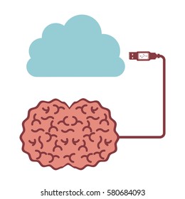 brain hosting data icon stock, vector illustration image desing