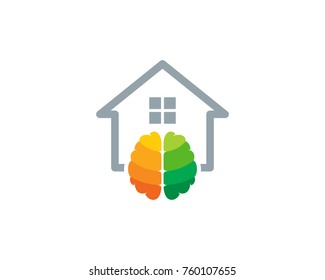 Brain House Icon Logo Design Element
