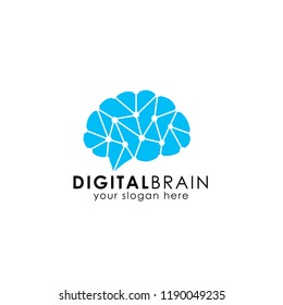 Brain Hub Logo Design. Brain Connection Logo. Digital Brain Vector Icon