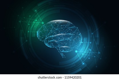 Brain Human Graphic Digital Wire Dot And Line Vector Illustration