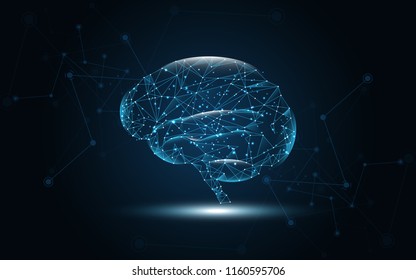 Brain human graphic digital wire dot and line vector illustration