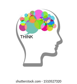 Brain in the human head , brainstorming -  Icon colorful Background