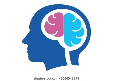 Brain and Human Head Icon - Creative Brain Health and Mind Concept.