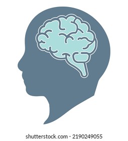 Brain in the human head think icon