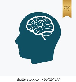 Brain Human Icon. Flat Isolated Design Silhouette