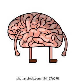 brain human kawaii character vector illustration design