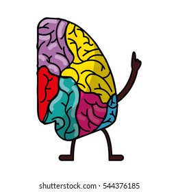 brain human kawaii character vector illustration design