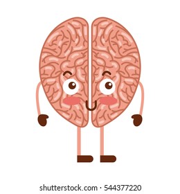 brain human kawaii character vector illustration design