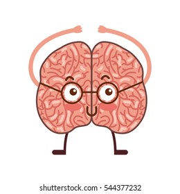 brain human kawaii character vector illustration design