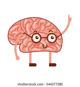 brain human kawaii character vector illustration design
