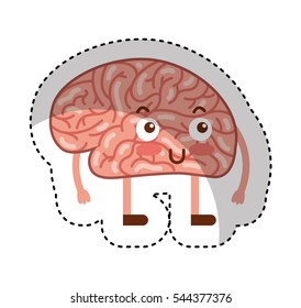 brain human kawaii character vector illustration design