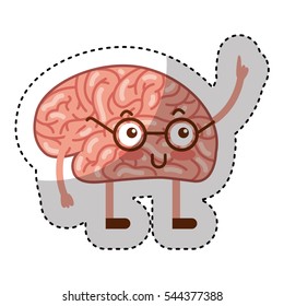 brain human kawaii character vector illustration design
