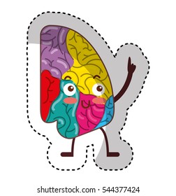 brain human kawaii character vector illustration design