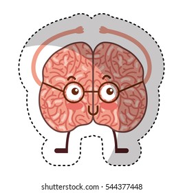 brain human kawaii character vector illustration design