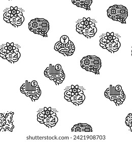 idea de cabeza de mente humana cerebral vector patrón transparente ilustración de línea delgada