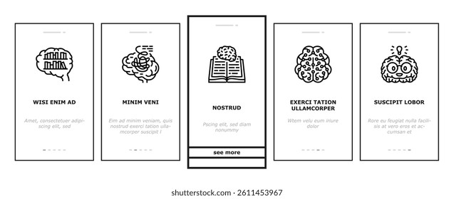 brain human mind head idea onboarding mobile vector. abstract knowledge, science think, education graphic, psychology creative, smart brain human mind head idea Illustration