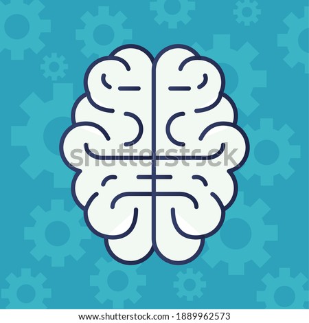 brain human organ with gears pattern line style icon vector illustration design