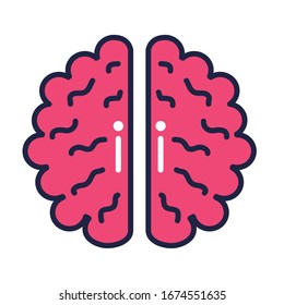 brain human organ line and fill style vector illustration design