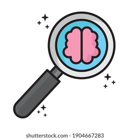 brain human organ in magnifying glass vector illustration design
