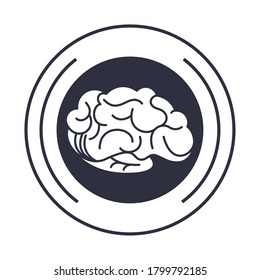 brain human organ seal stamp vector illustration design