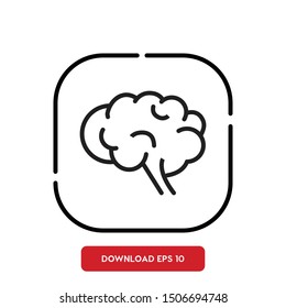 Brain, human organs symbol outline vector icon