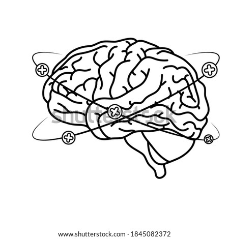 brain human with pluss symbols around mental health care vector illustration design