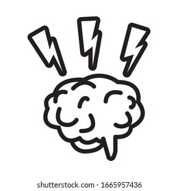 brain human with rays line style icon vector illustration design