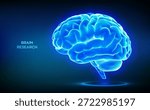 Brain. Human brain side view. Digital brain. Brain research medical science technology concept. Human mind. AI. Artificial intelligence. Neural network. Education. Brainstorming. Vector illustration.