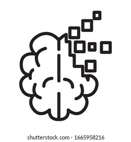 brain human with squares line style icon vector illustration design