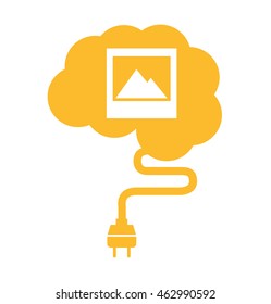 brain human wire cable plug icon vector illustration design