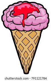 Brain Ice Cream with blood vector icon