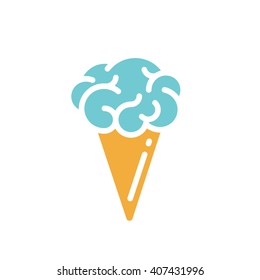 Brain ice cream, brain- freeze. Crisis idea concept, vector illustration.