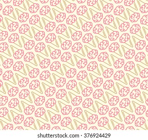 Brain ice cream, vector seamless pattern.