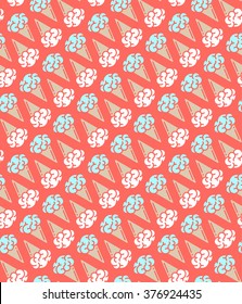 Brain ice cream, vector seamless pattern.