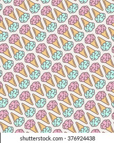 Brain ice cream, vector seamless pattern.