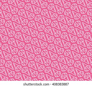 Brain ice cream, vector seamless pattern.