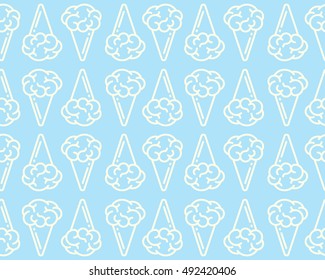 Brain ice cream, vector seamless pattern.