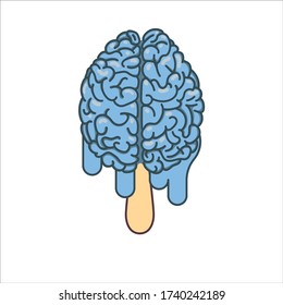 Brain icecream. Psychology concept. T-shirt graphic or logo design.