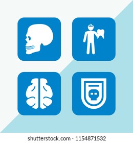 brain icon. 4 brain set with intelligence, skull and human body vector icons for web and mobile app